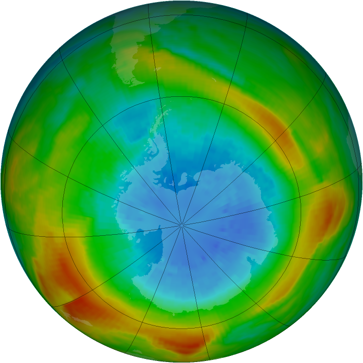 Antarctic ozone map for 14 September 1980